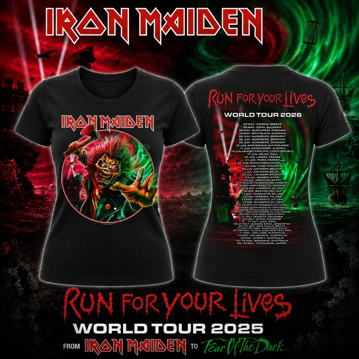 2026 Run For Your Lives Tour Iron Maiden T-Shirt Merch