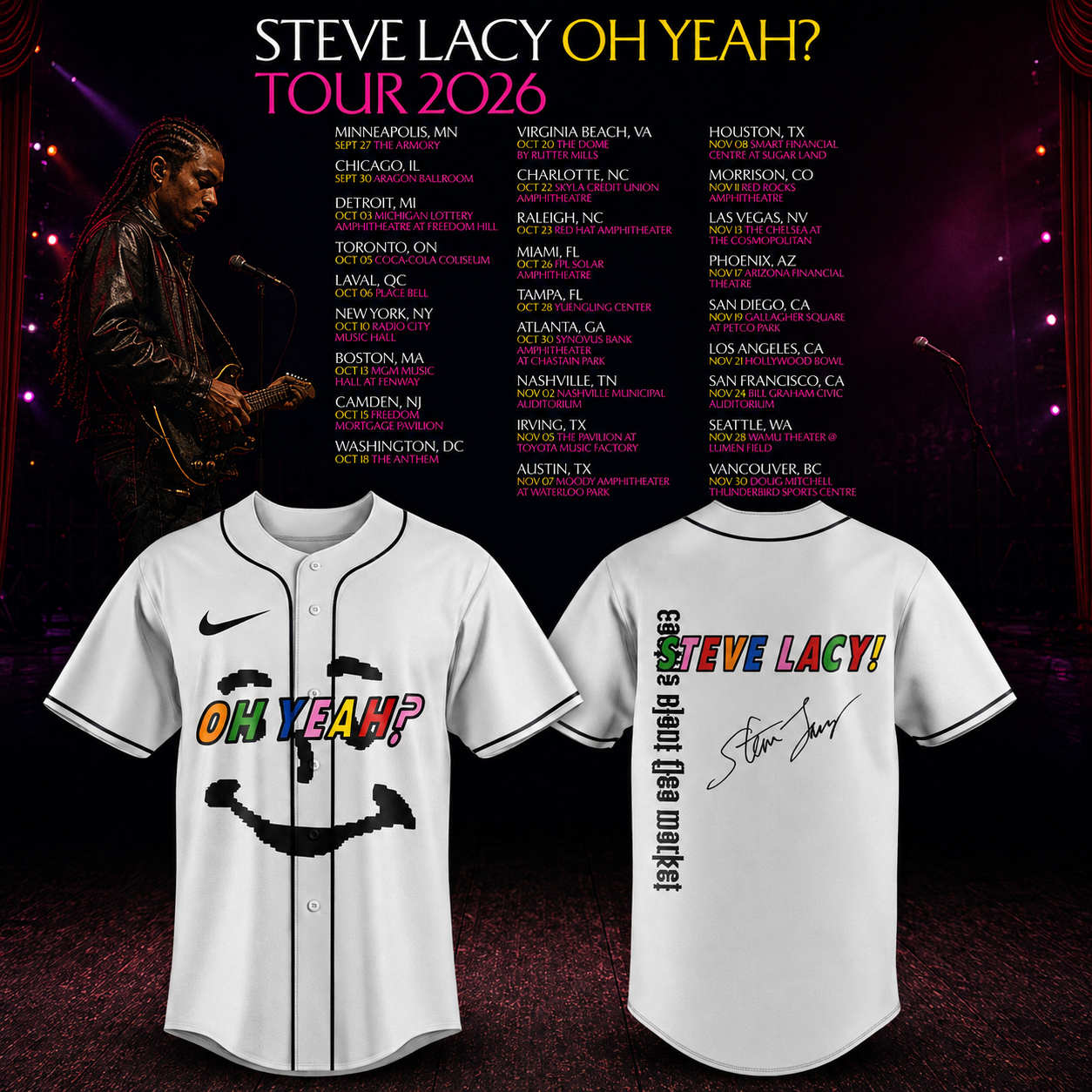 2026 Steve Lacy Tour Oh Yeah Signature Jersey Merch