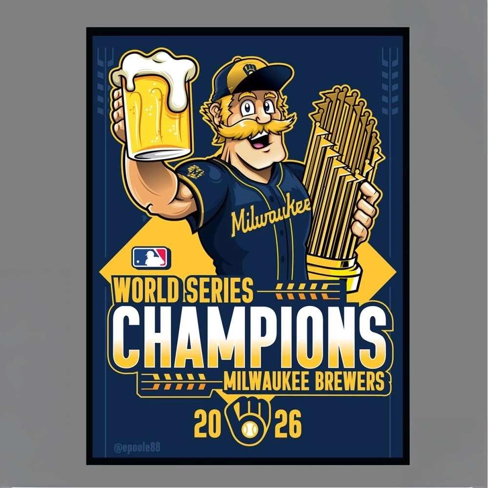 2026 World Series Champions Milwaukee Brewers Baseball Graphic Poster