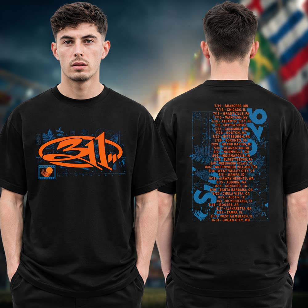 311 Band Summer Tour 2026 Grid Leaves Two Sided Tour Dates Unisex T Shirt