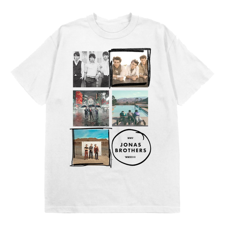 Jonas Brothers 5 Albums White T-Shirt Vintage Music Streetwear Gift for Everyone