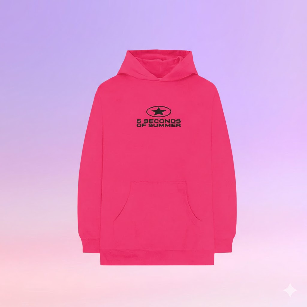 5 Seconds Of Summer Official Store Everyone’s A Star Australian Bobble Head Pink Hoodie Merch 2025