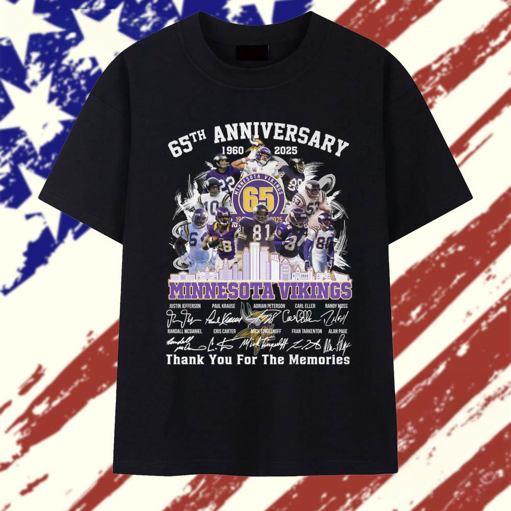 65th Anniversary 19602025 Minnesota Vikings Thank You For The Memories Vintage T Shirt