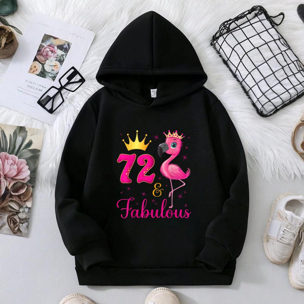 72 & Fabulous Flamingo Lovers 72nd Birthday Bday Party Hoodie