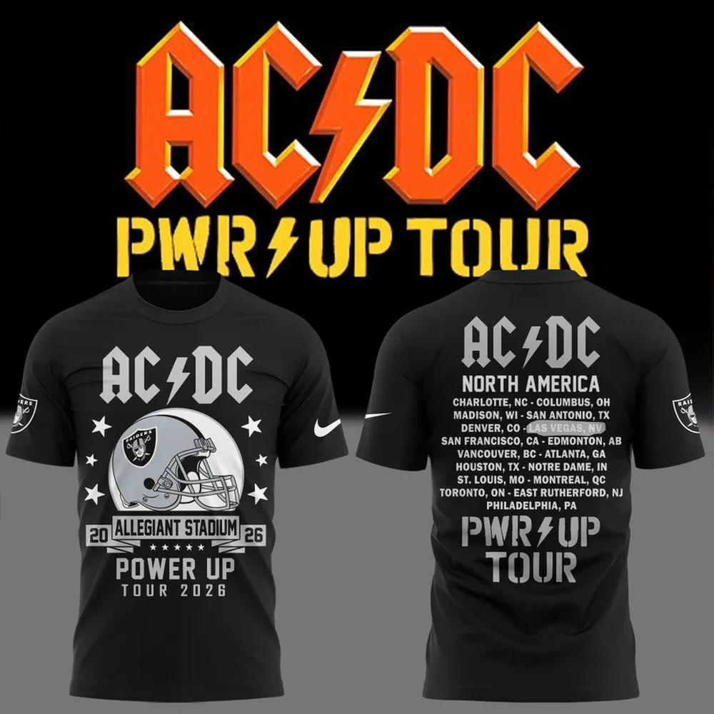 AC DC x Las Vegas Raiders Power Up Tour 2026 Premium Graphic T Shirt