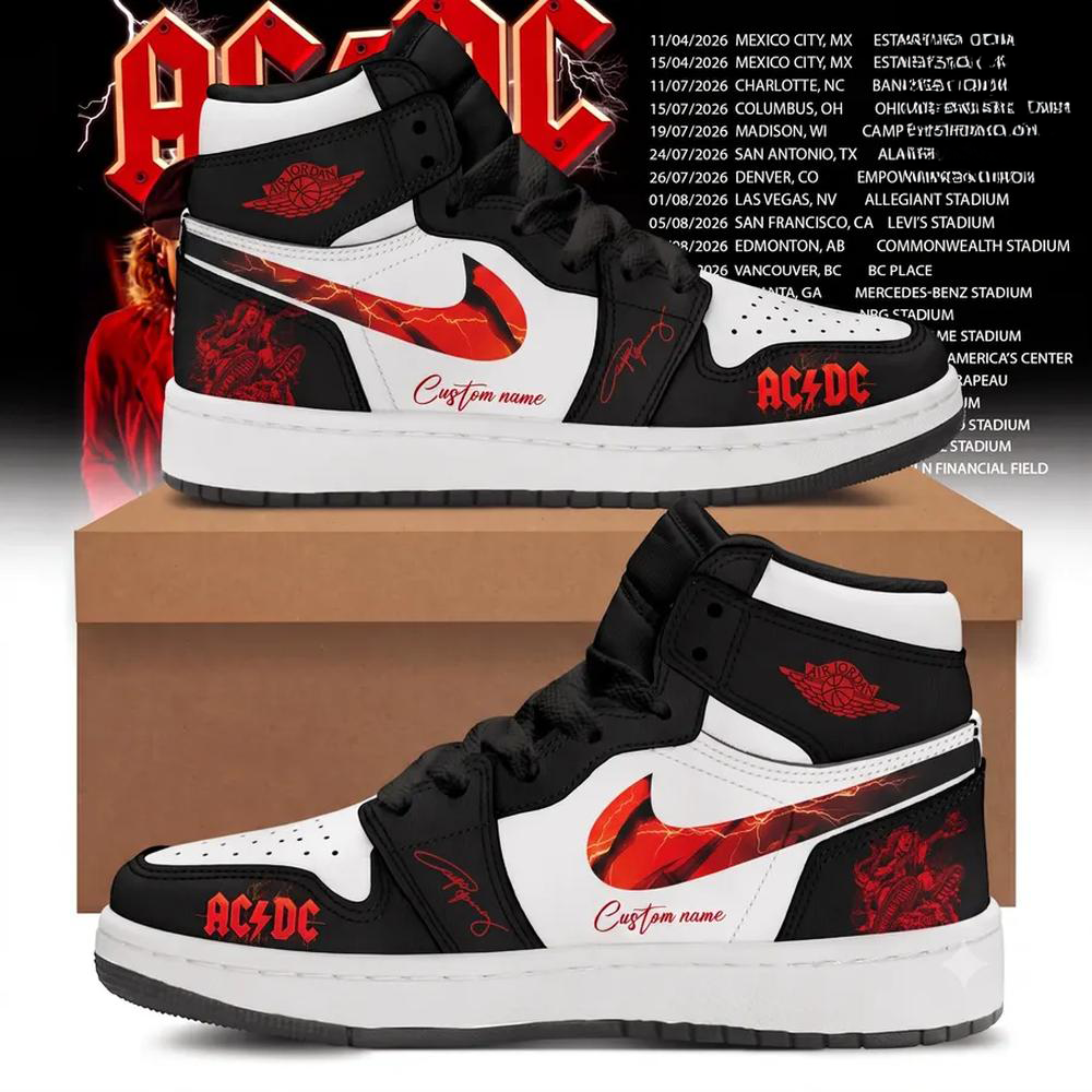 AC DC x Wisconsin Badgers Power Up Tour 2026 Air Force 1 Sneakers
