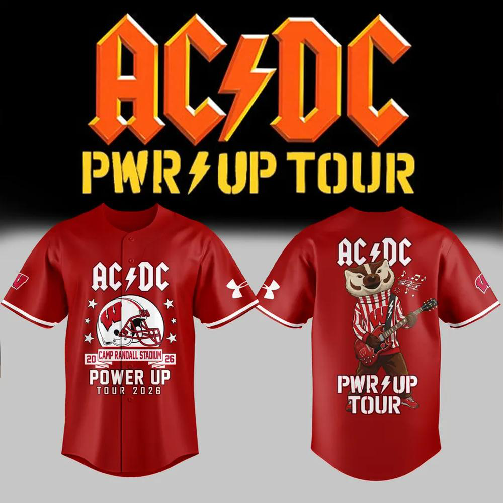 AC DC x Wisconsin Badgers Power Up Tour 2026 Baseball Jersey Collection