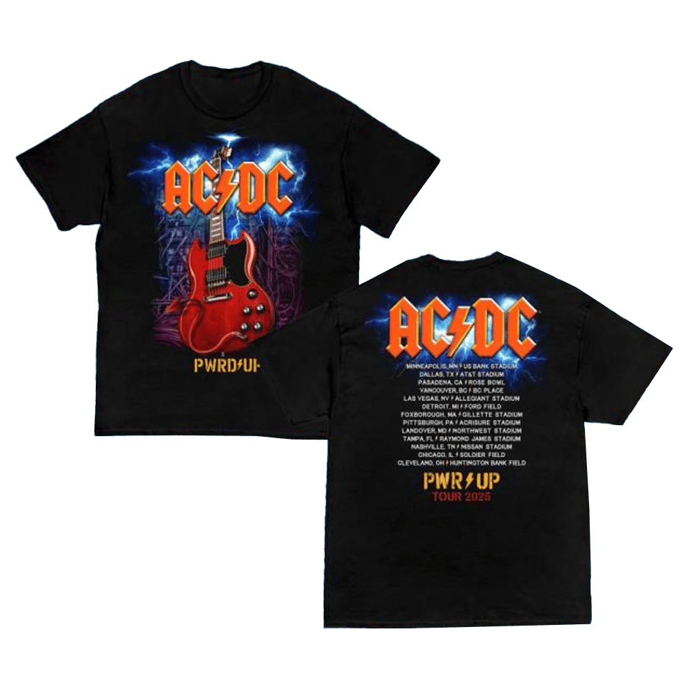 ACDC Merch Angus Gibson Pwr Up Tour TShirt Music Lover Gifts For Him