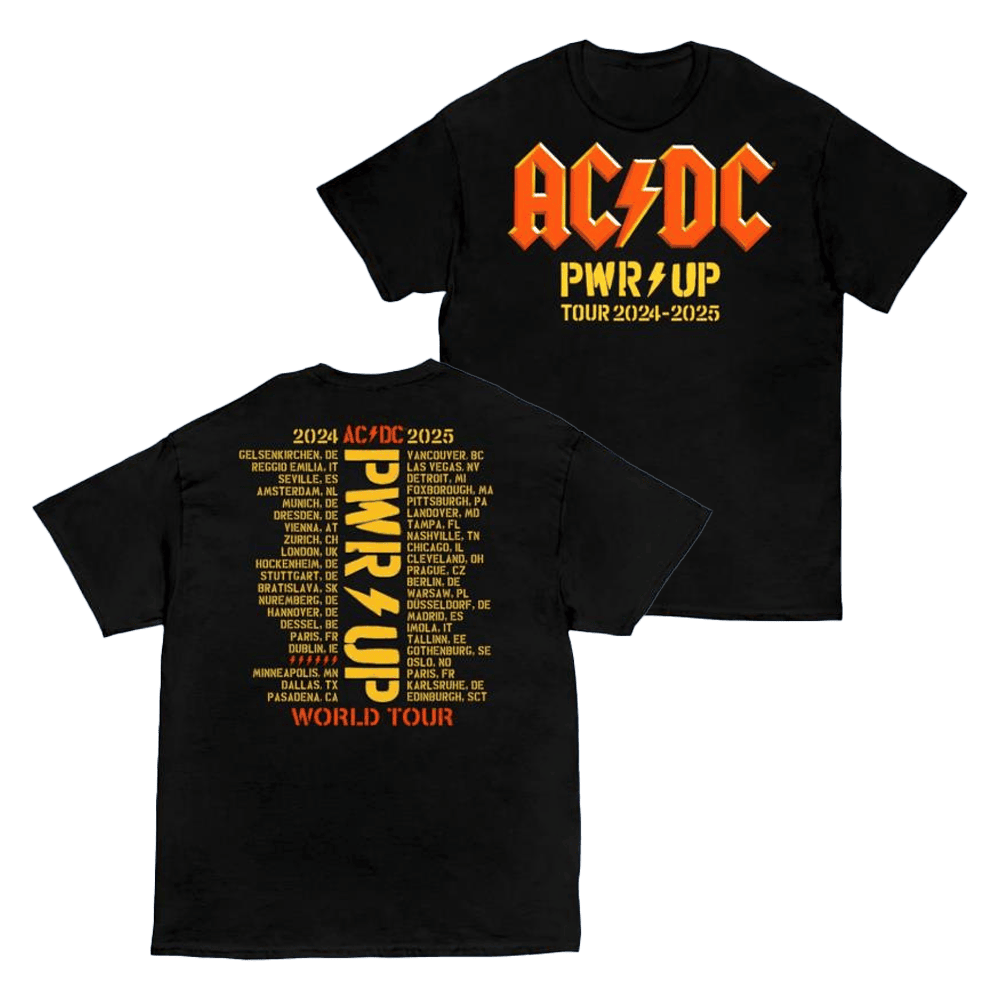 ACDC Merch PWR Up World Tour TShirt Dad Birthday Gifts For Music Fans