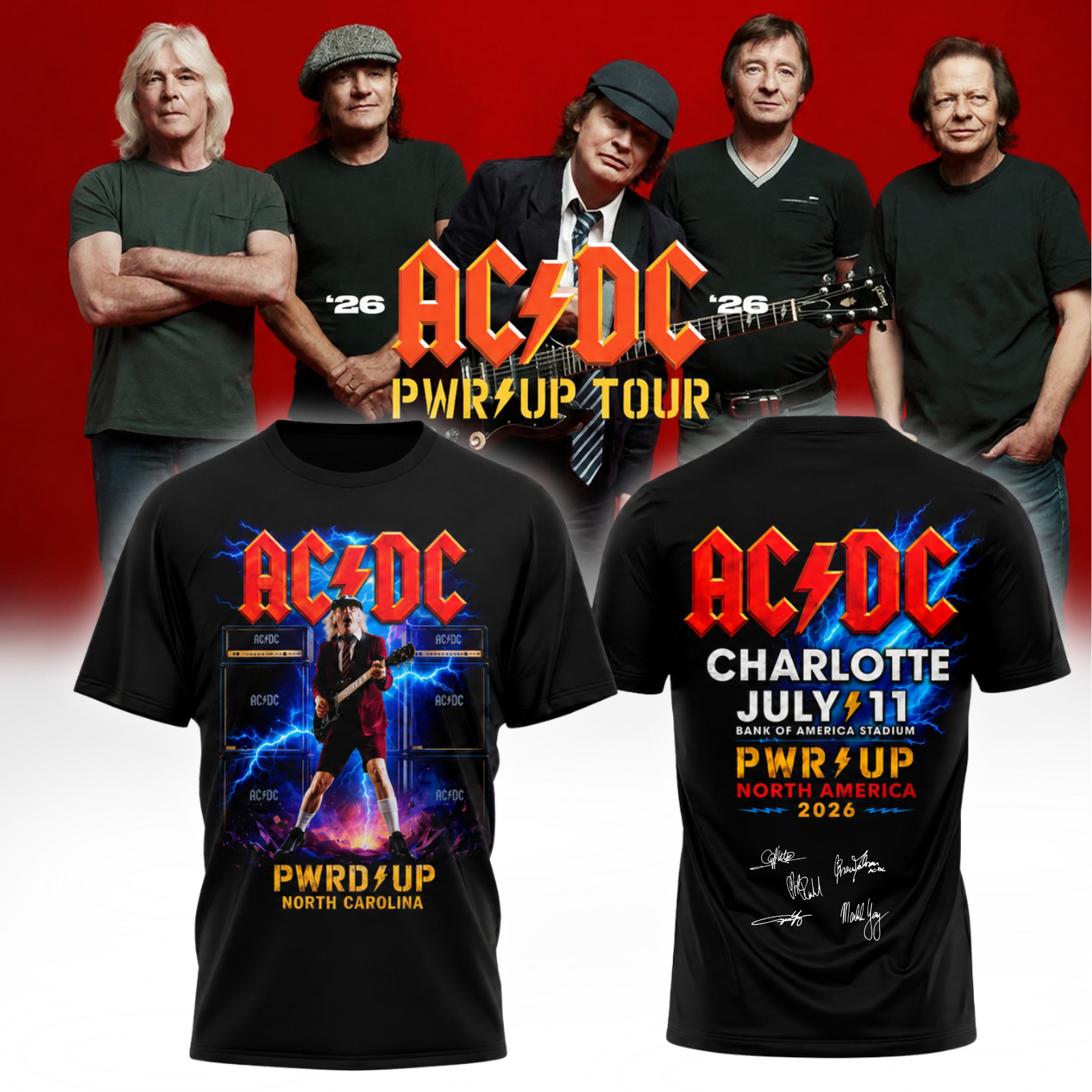ACDC Power Up Tour 2026 Graphic T Shirt Limited Edition Concert Merchandise
