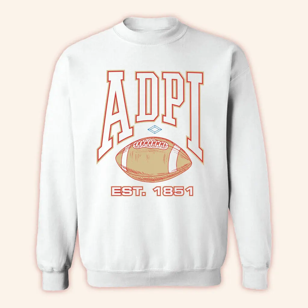 ADPI Merch Alpha Delta Pi Football Sorority Crewneck Sweatshirt Gifts For Besties