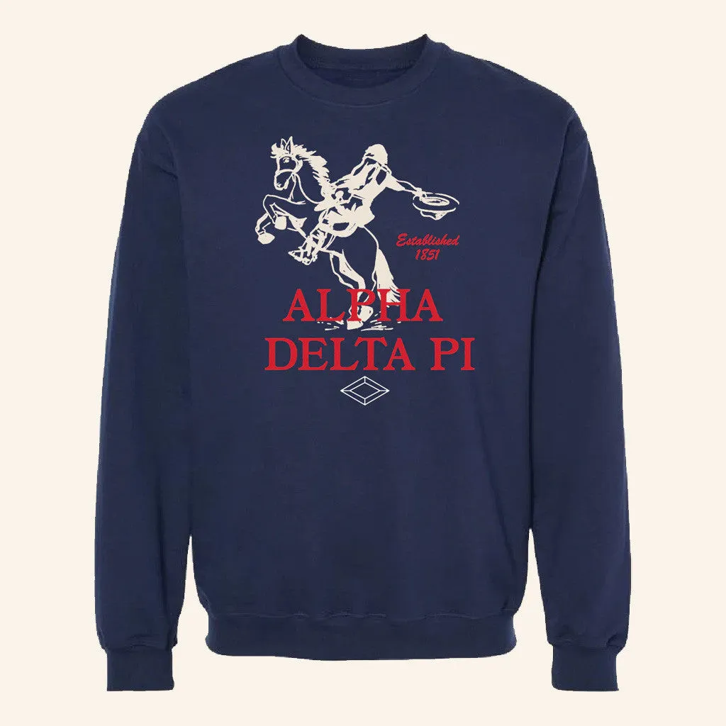 ADPI Merch Navy Rodeo Alpha Delta Pi Crewneck Sweatshirt Gifts For Him