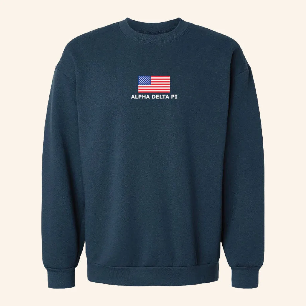ADPI Merch USA Flag Navy Alpha Delta Pi Crewneck Sweatshirt Gifts For Friends