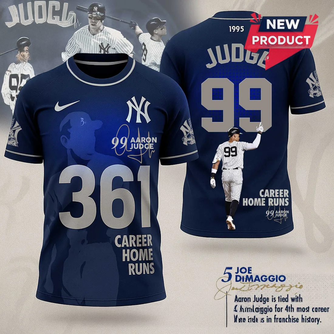 Aaron Judge New York Yankees 361 Home Runs Graphic T Shirt