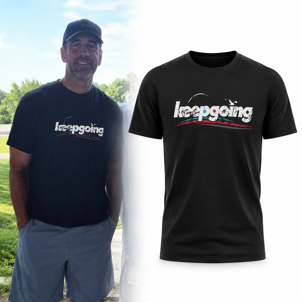 Aaron Rodgers Keep Going Motivational T Shirt Inspirational Graphic Tee Positive Mindset Unisex Gift for Men and Women