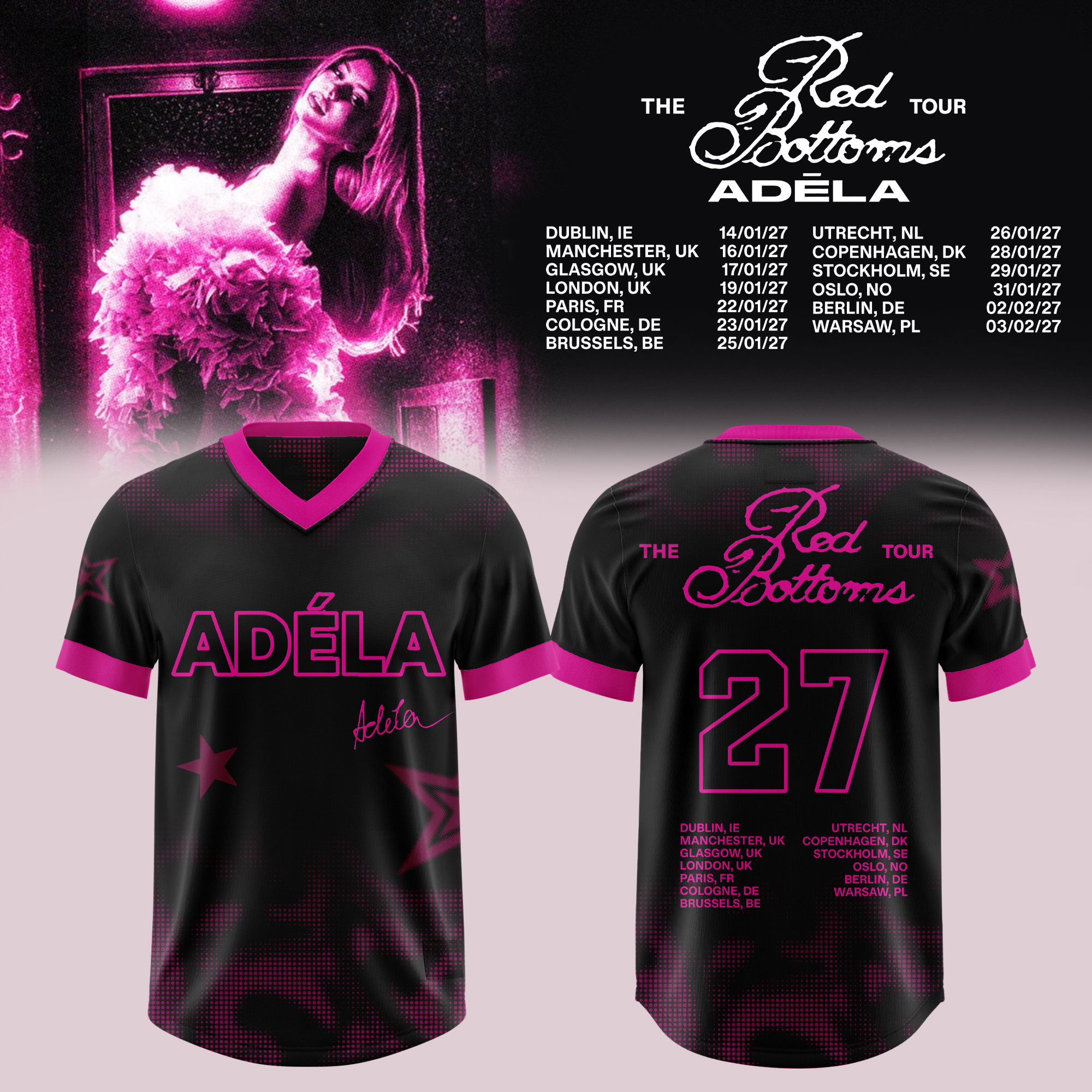 Adela Jergova The Red Bottoms Tour UK Europe 2027 Jersey Concert Music Lover Fan Gift 1 - Unicasport Adela Jergova The Red Bottoms Tour UK Europe 2027 Jersey Concert Music Lover Fan Gift
