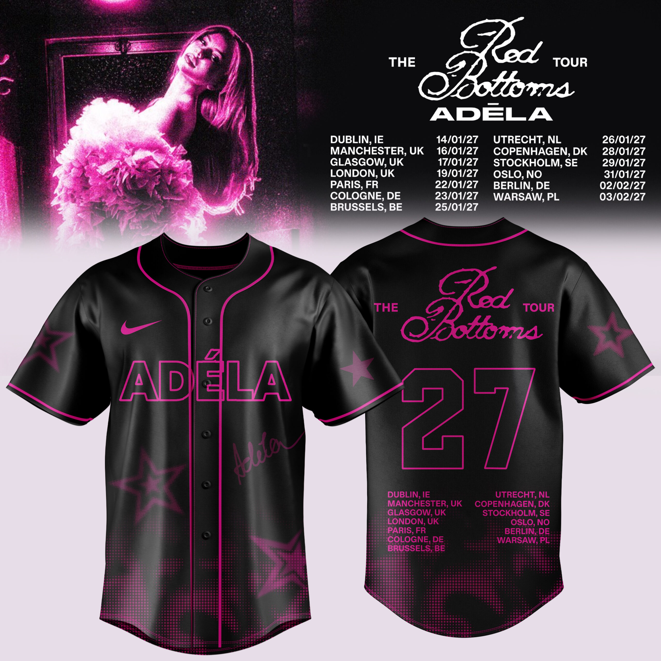 Adela Jergova The Red Bottoms Tour UK Europe 2027 Jersey European Tour Music Fan Shirt 1 - Unicasport Adela Jergova The Red Bottoms Tour UK Europe 2027 Jersey European Tour Music Fan Shirt