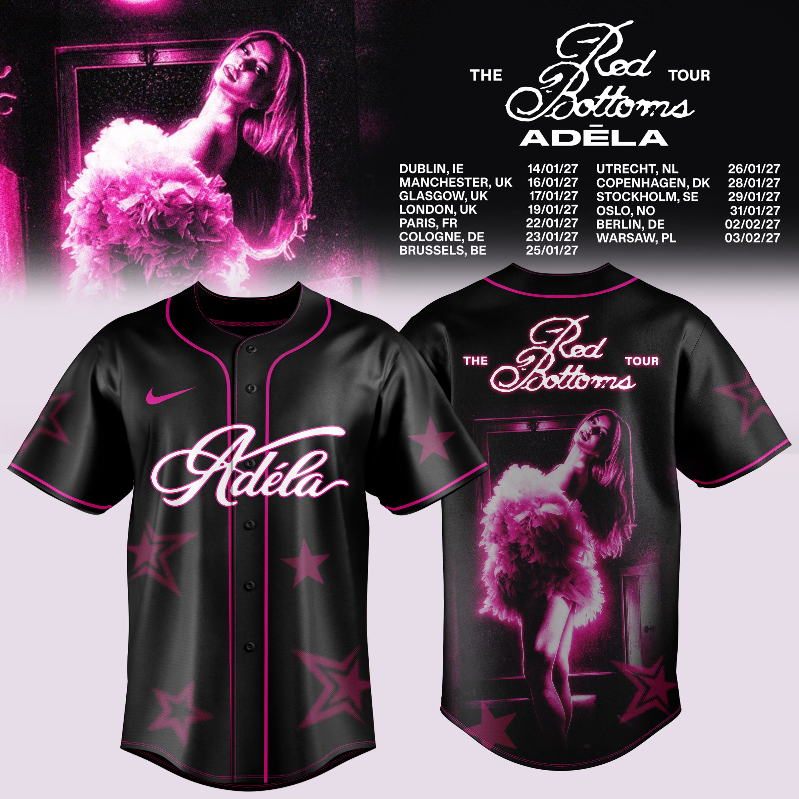 Adela Jergova The Red Bottoms Tour UK Europe 2027 Jersey Live Concert Music Fan Apparel 1 - Unicasport Adela Jergova The Red Bottoms Tour UK Europe 2027 Jersey Live Concert Music Fan Apparel