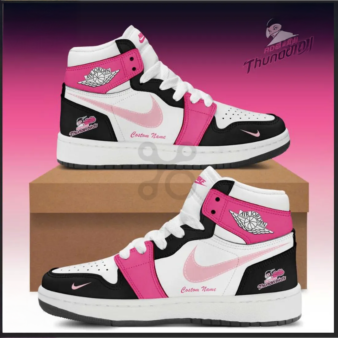 Adelaide Thunderbirds Pink Black High Top Sneakers Collection