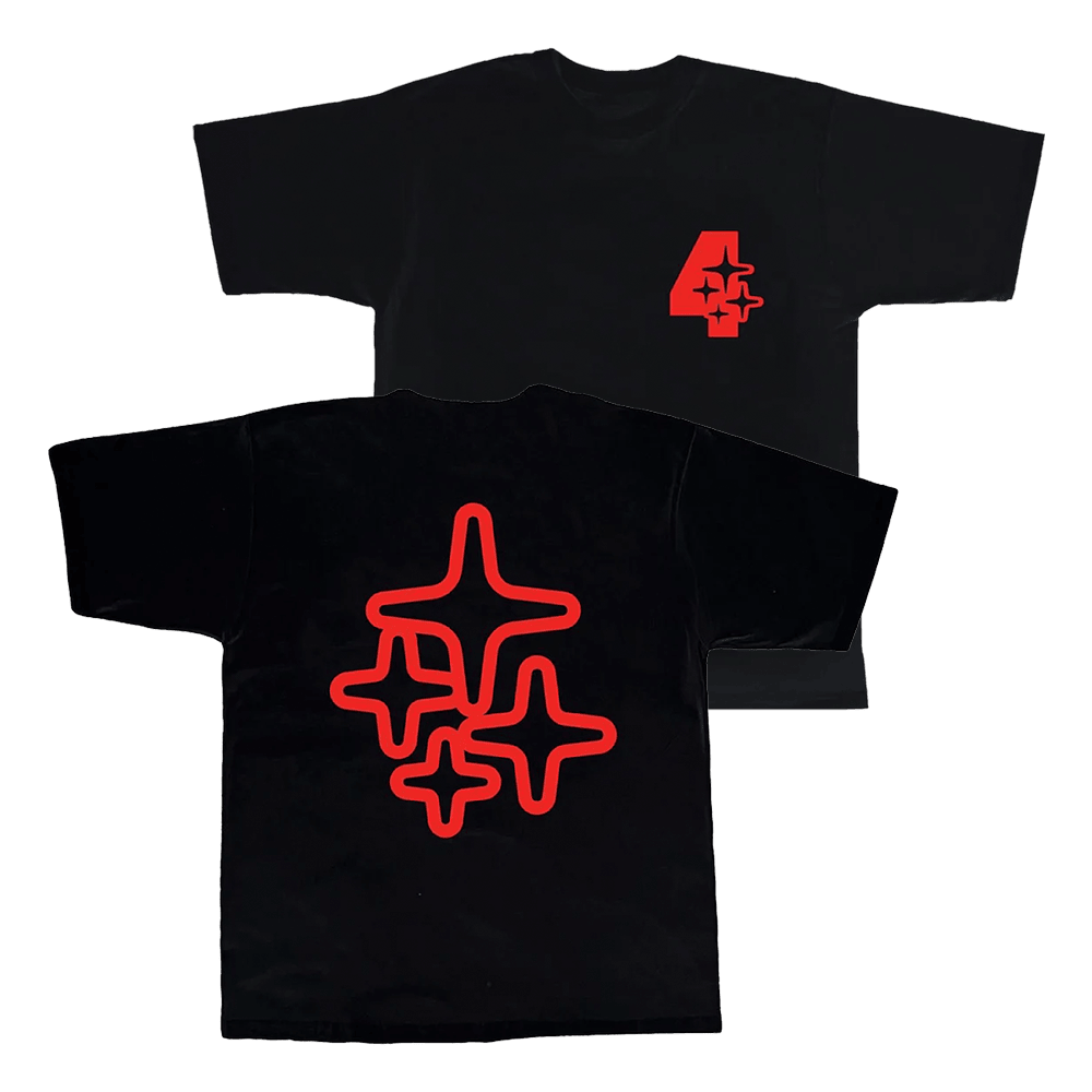 Aitch Merch Drama Call X Aitch Red 4 Star Black TShirt Gift Ideas For Music Lovers