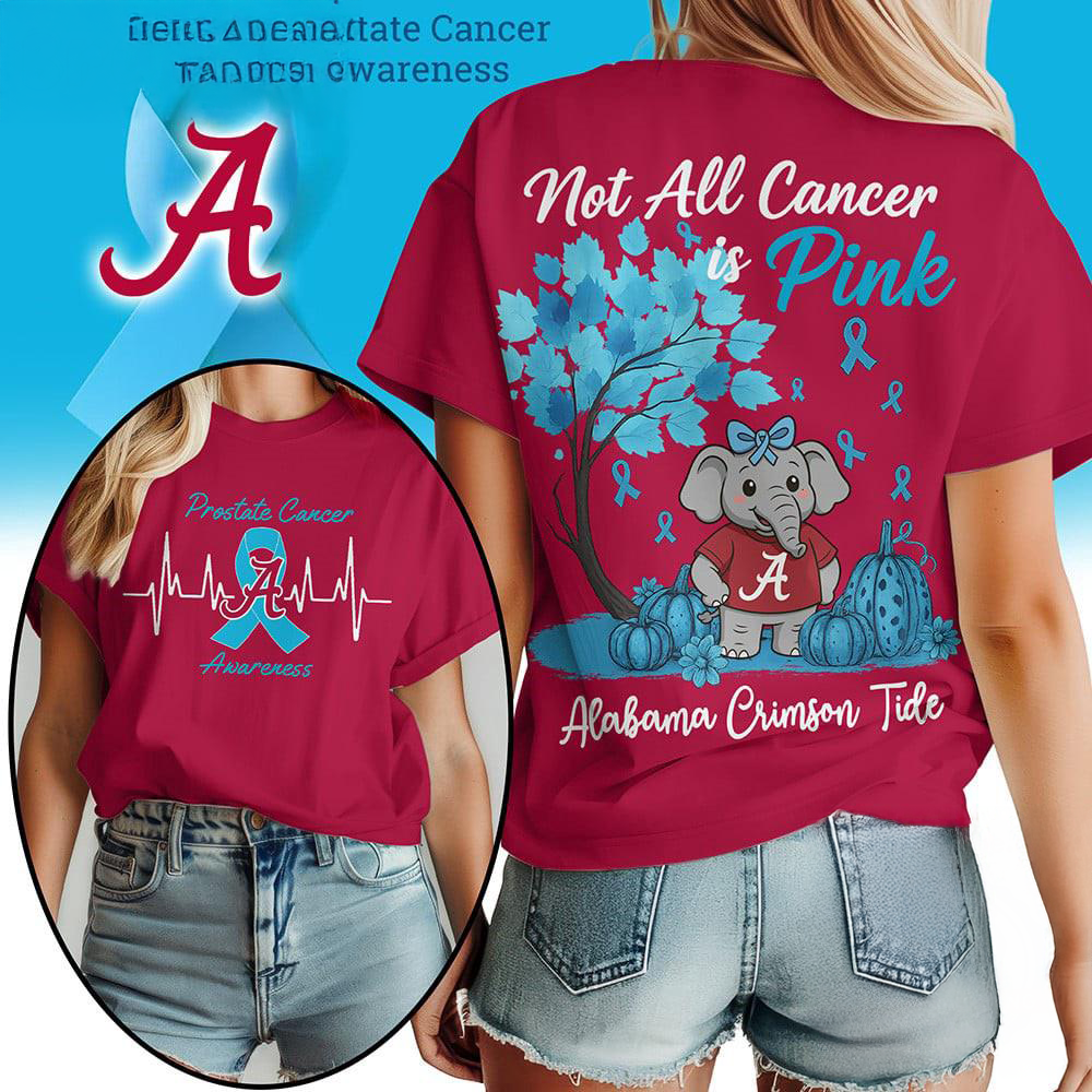 Alabama Crimson Tide 2025 NCAA Prostate Cancer Awareness Unisex 3D Shirt