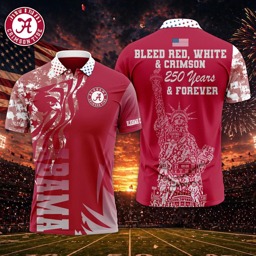 Alabama Crimson Tide 2026 NCAA Independance Day Design Polo Shirt