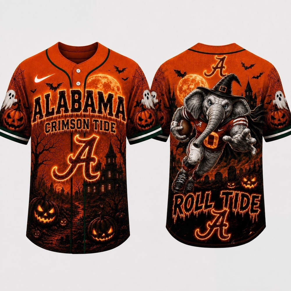 Alabama Crimson Tide NCAA Haunted Night Halloween Baseball Jersey