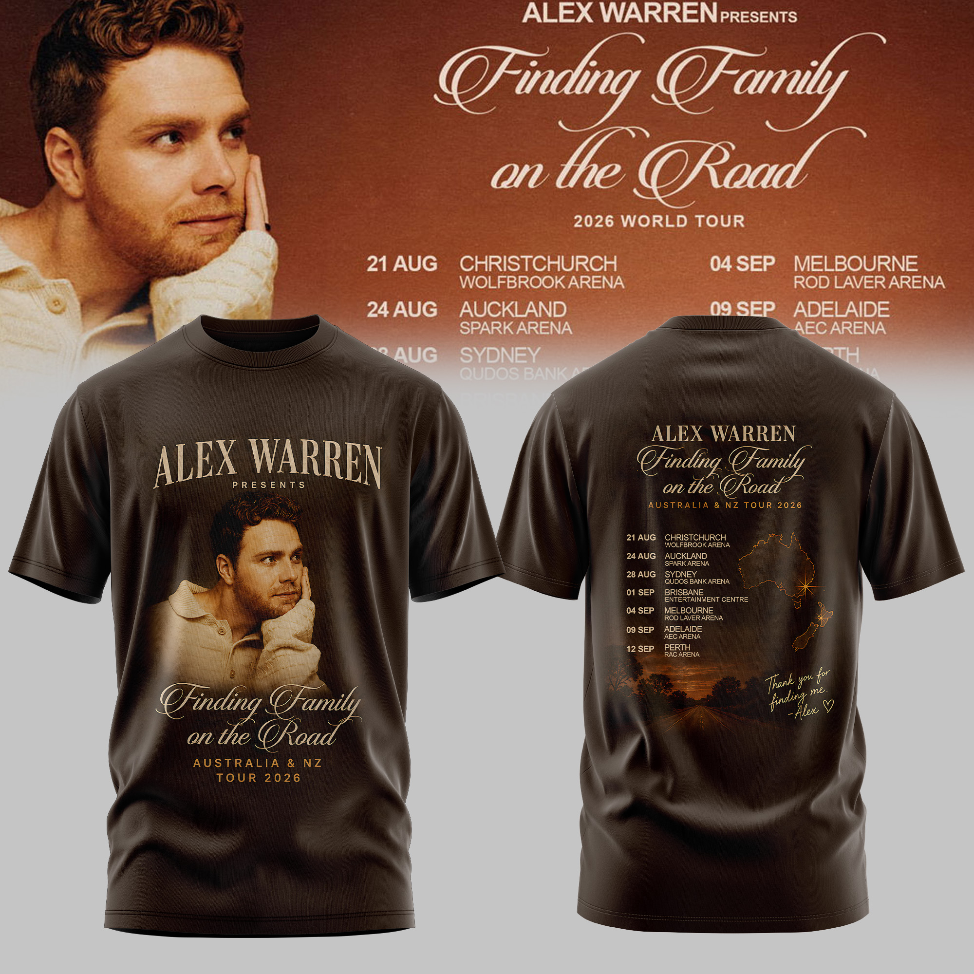 Alex Warren Finding Family On The Road AUS NZ Tour 2026 Premium T Shirt Gifts For Fans