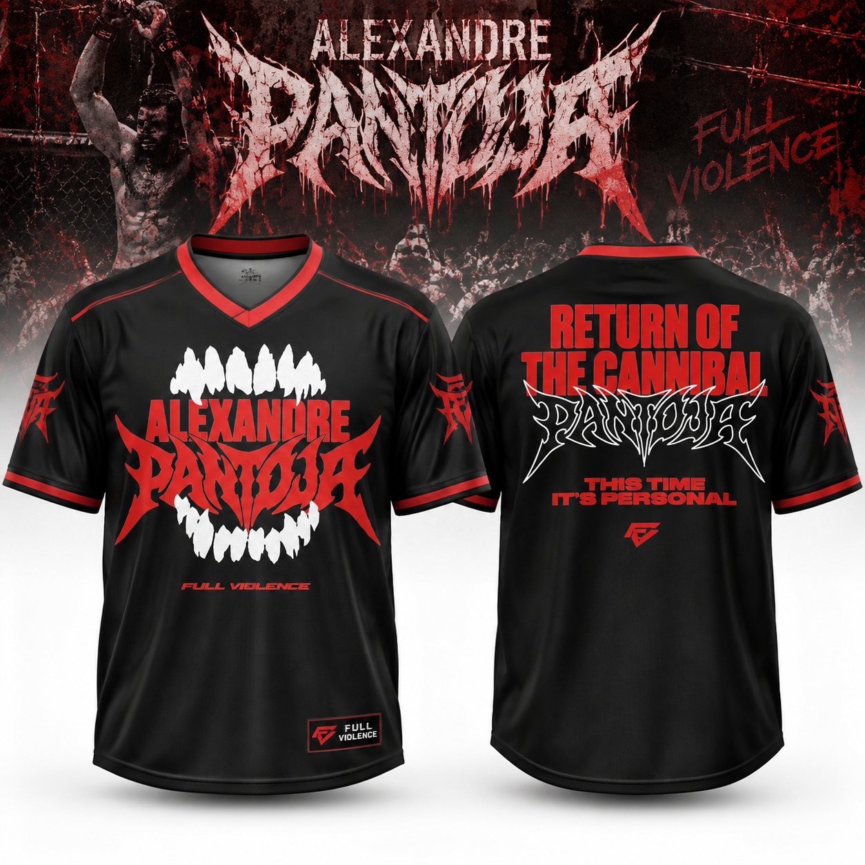 Alexandre Pantoja Return of the Cannibal Full Violence This Time Its Personal Black Fight Jersey Fan Apparel 2 - Unicasport Alexandre Pantoja Return of the Cannibal Full Violence This Time Its Personal Black Fight Jersey Fan Apparel