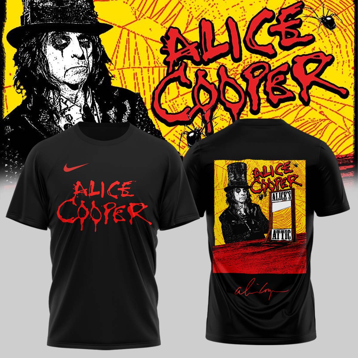 Alice Cooper Alices Attic Tour 2026 Signed Collector Rock Band T Shirt