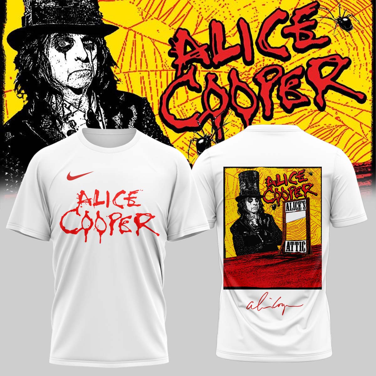 Alice Cooper Alices Attic Tour 2026 Signed Limited Edition Graphic T Shirt