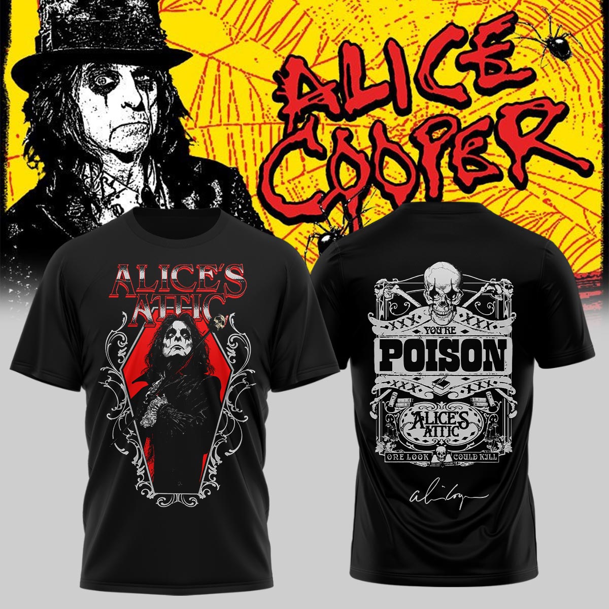 Alice Cooper Alices Attic Tour 2026 Signed Premium Vintage Graphic Tee