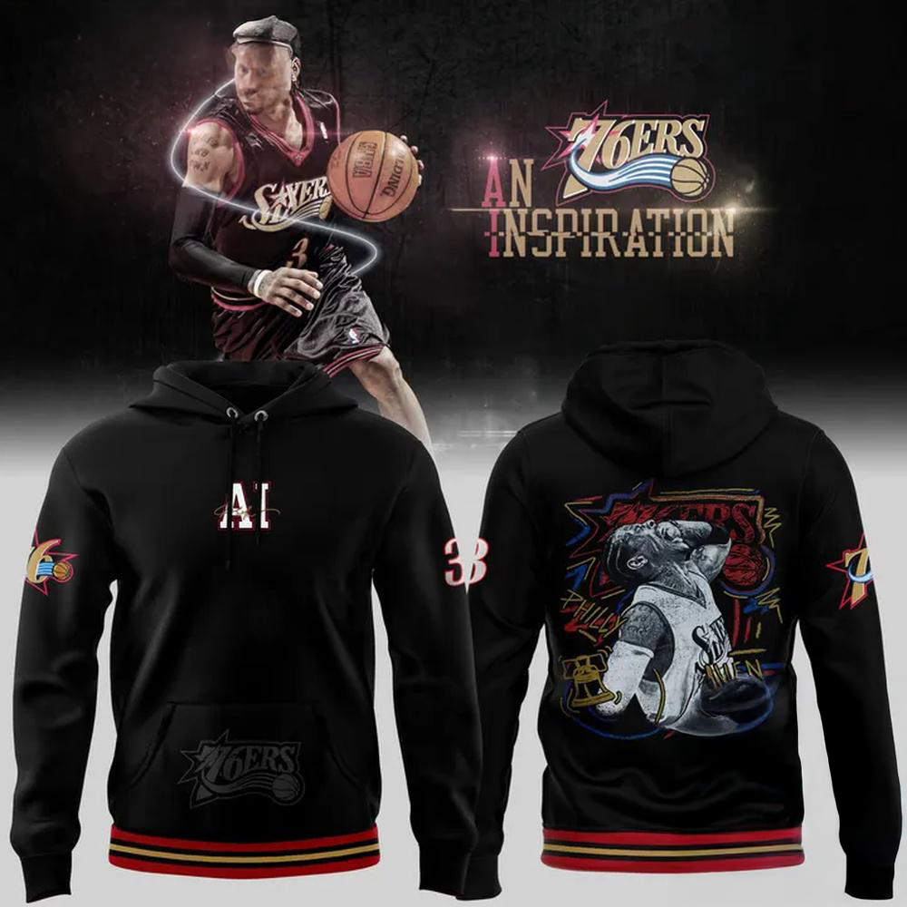 Allen Iverson Philadelphia 76ers Black Playmaker Premium Hoodie