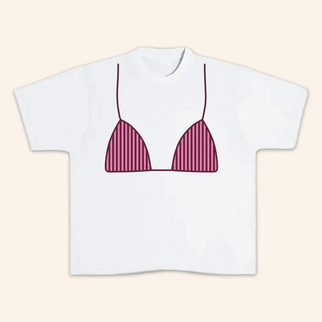 Allie Rose Co Merch Pink Striped Bikini TShirt Gift Ideas For Girlfriend