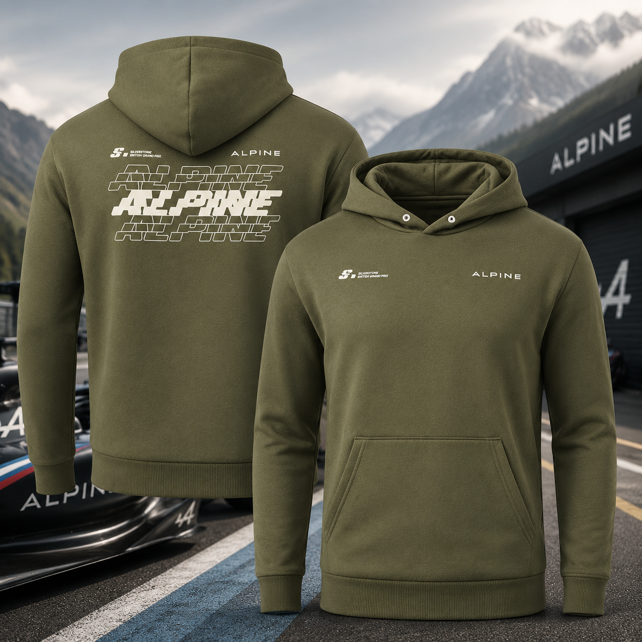 Alpine Formula 1 Silverstone British Grand Prix Olive Green Hoodie Racing Fan Gift