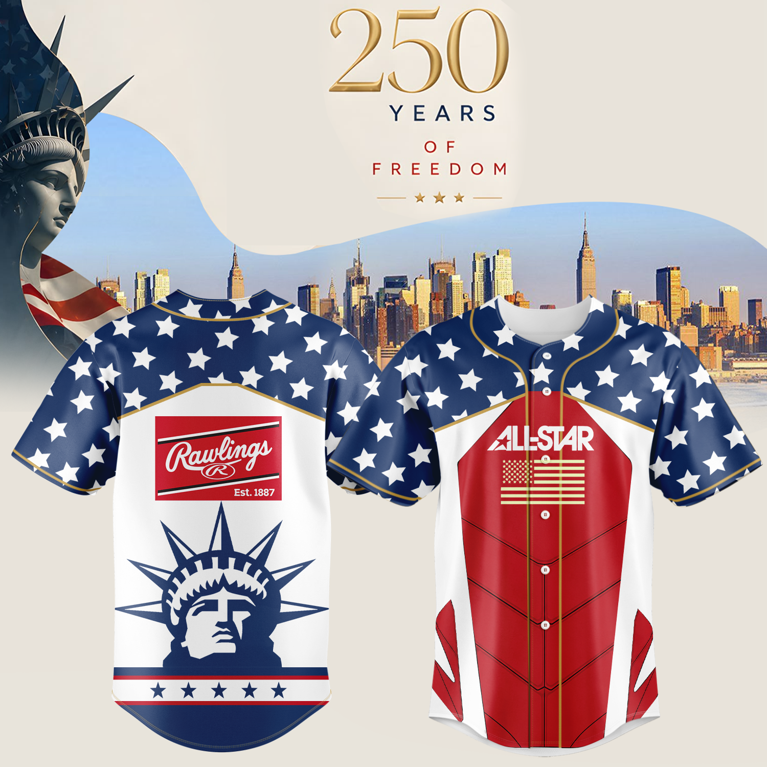 Americas 250th Anniversary Official Heritage Baseball Jersey