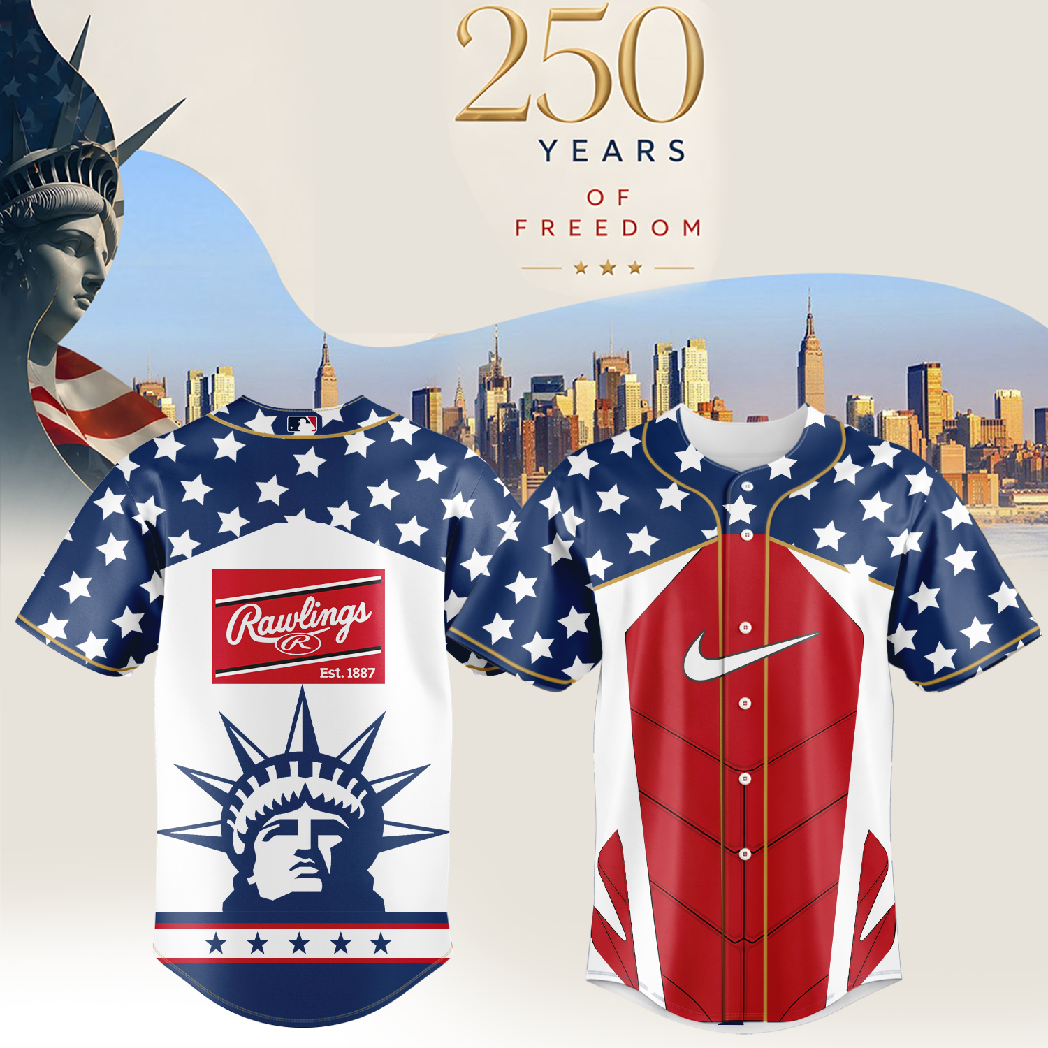 Americas 250th Anniversary Premium Patriotic Baseball Jersey