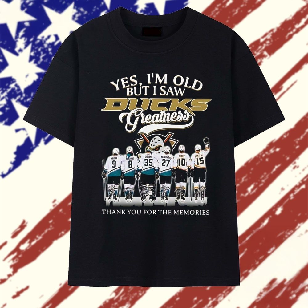 Anaheim Ducks Greatness Kariya Selanne Giguere Niedermayer Perry Getzlaf Signature T Shirt