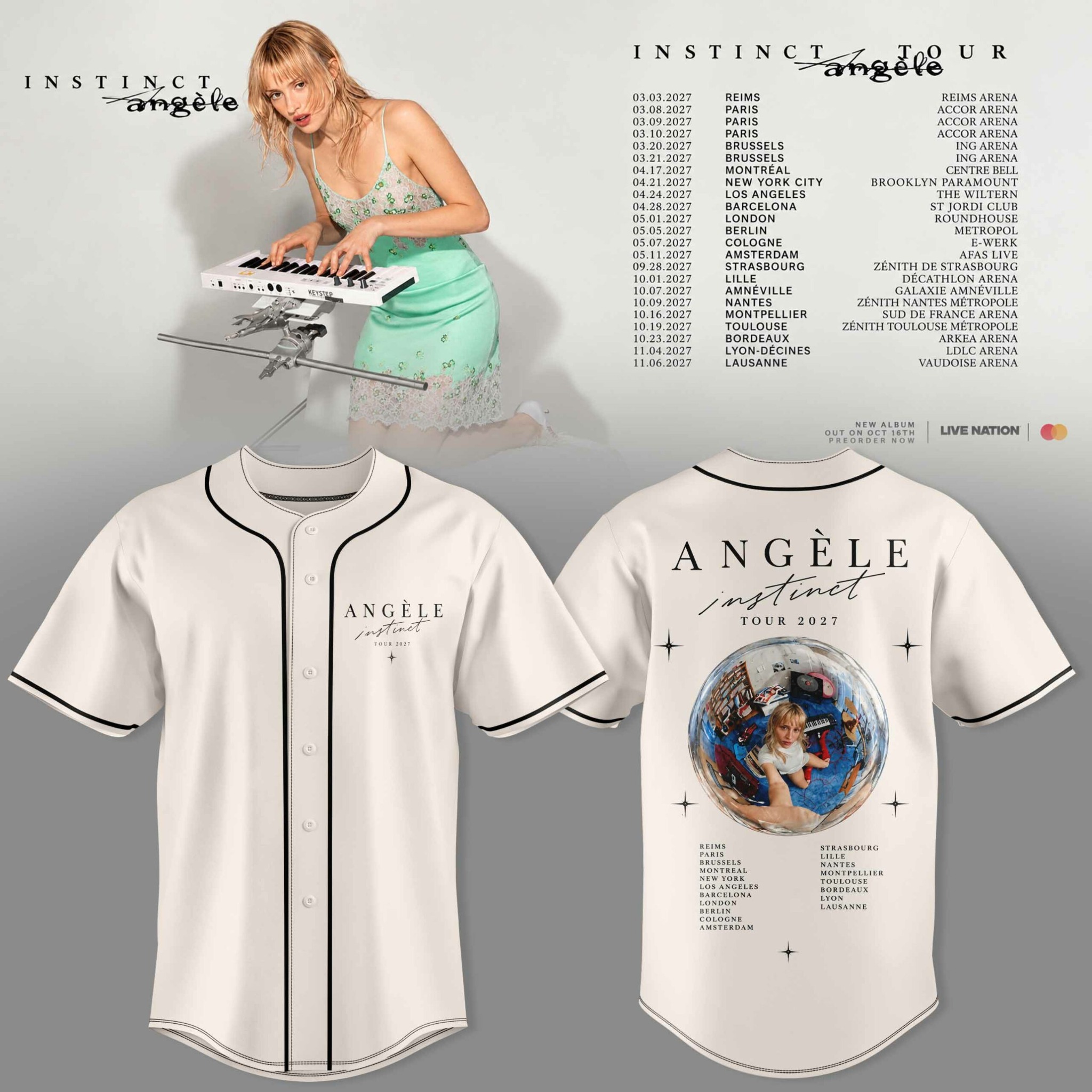 Angèle Instinct Tour 2027 Jersey Baseball Style Concert Shirt Portrait Tour Collection 1 - Unicasport Angèle Instinct Tour 2027 Jersey Baseball Style Concert Shirt Portrait Tour Collection