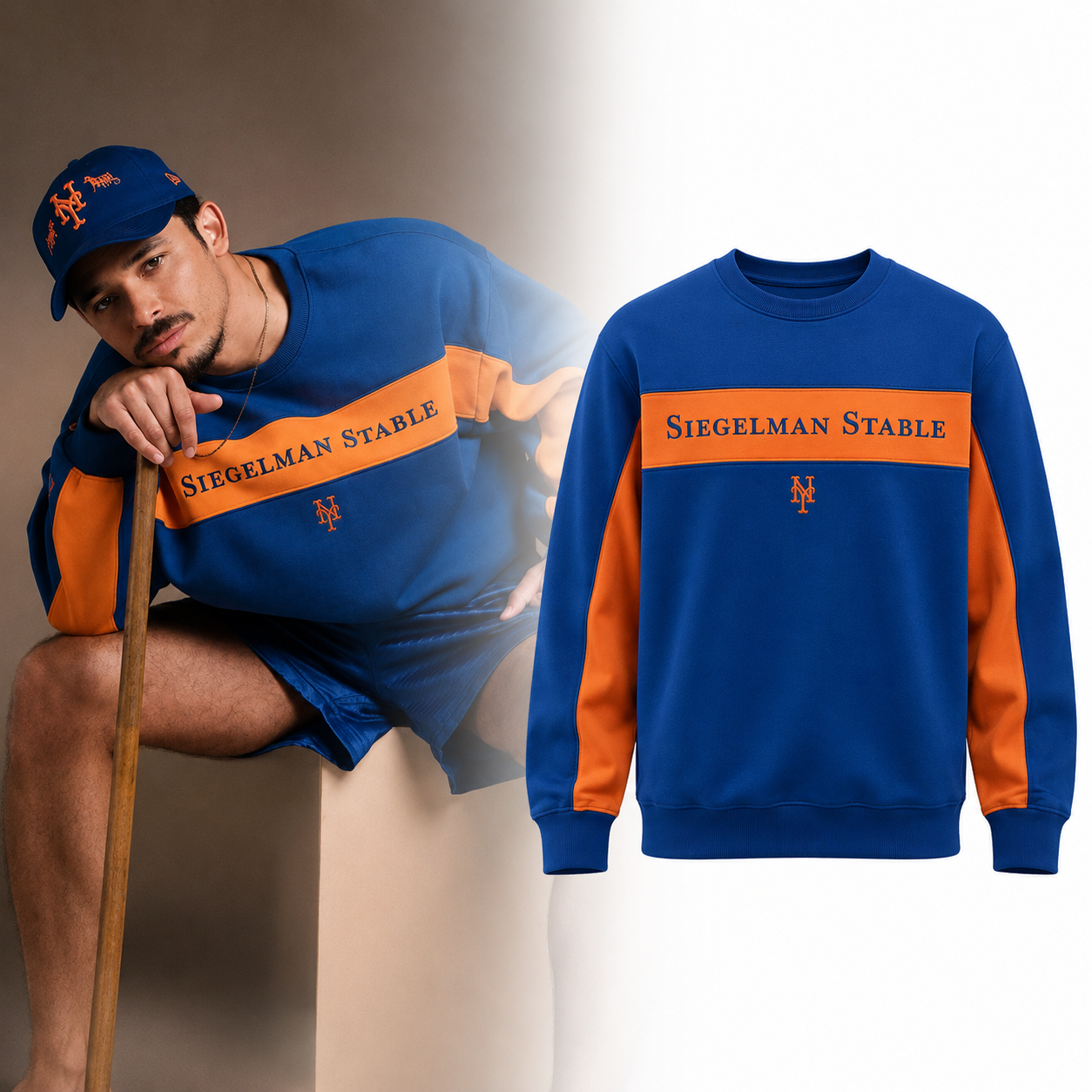 Anthony Ramos Siegelman Stable Color Block Crewneck Sweatshirt Equestrian Horse Racing Fashion Pullover Unisex