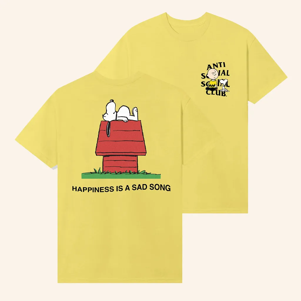 Anti Social Social Club Merch ASSC X Peanuts Happiness Is A Sad Song TShirt Gifts For Besties