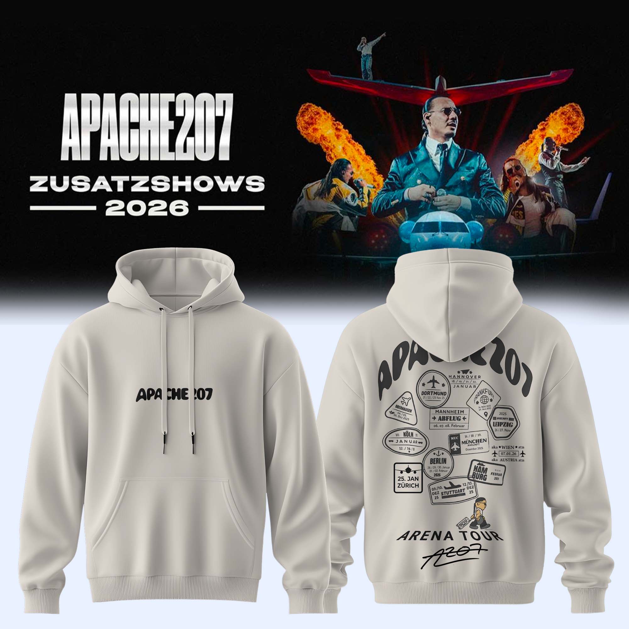 Apache 207 Arena Tour 2026 Zusatzshows Premium Concert Hoodie