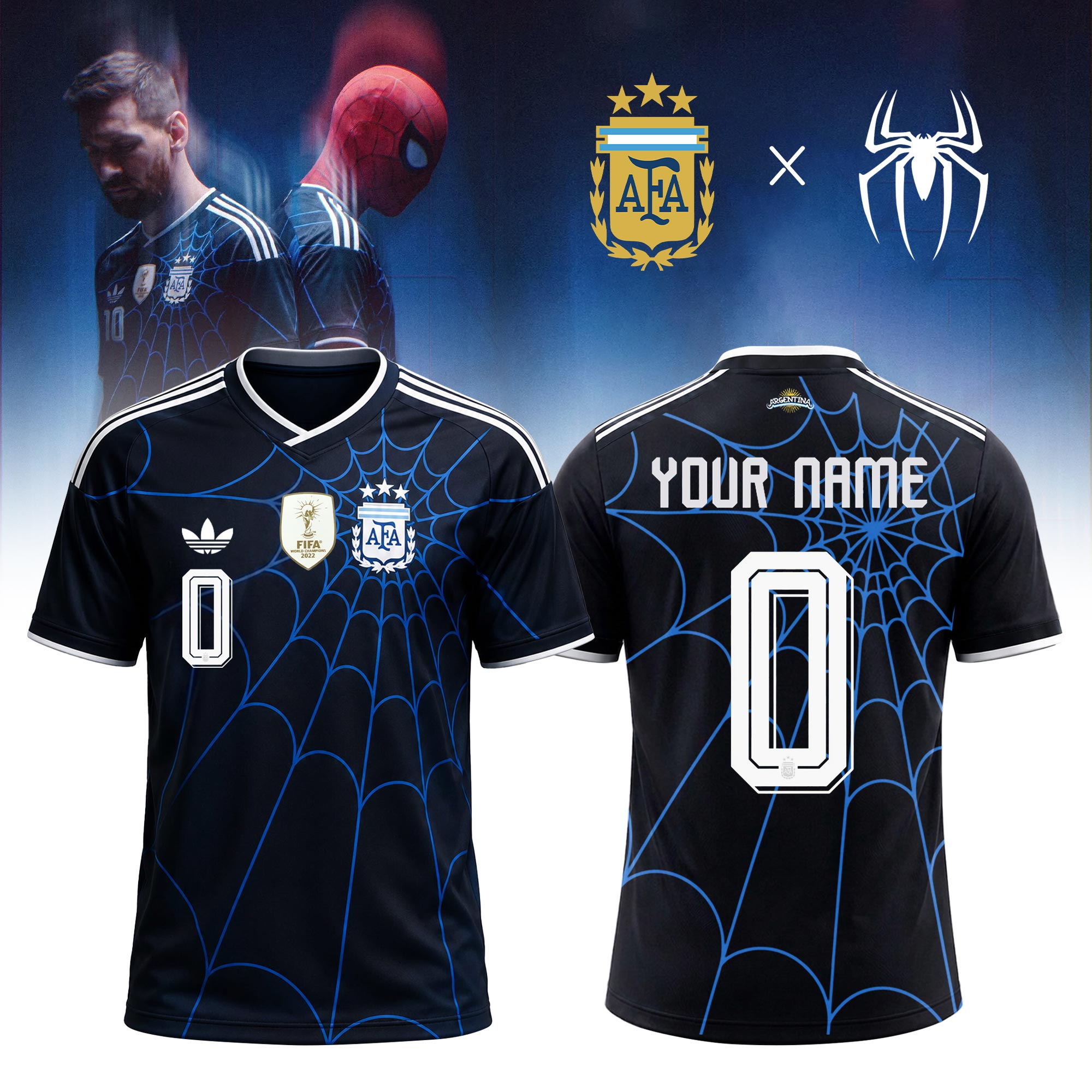 Argentina x SpiderMan Away Soccer Jersey Fan Collection
