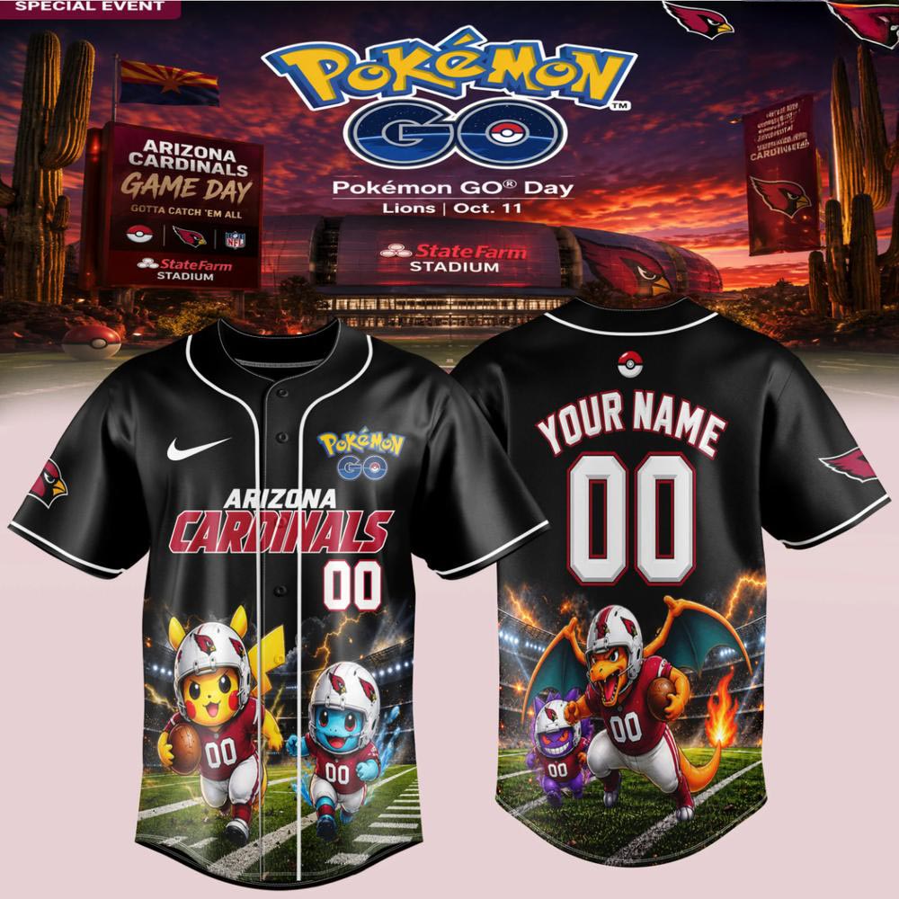 Arizona Cardinals Pokemon GO Pikachu Personalized Baseball Jersey Football Fan Gift 1 - Unicasport Arizona Cardinals Pokemon GO Pikachu Personalized Baseball Jersey Football Fan Gift