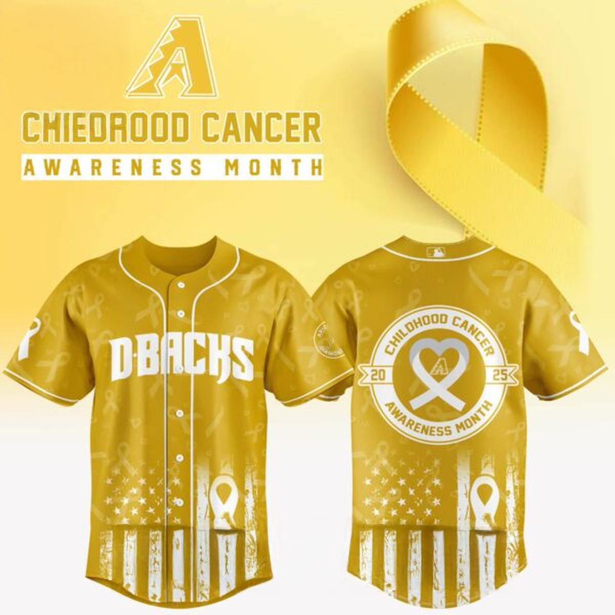 Arizona Diamondbacks Childhood Cancer Awareness Month 2025 Jersey Yellow Baseball Fan Apparel 1 - Unicasport Arizona Diamondbacks Childhood Cancer Awareness Month 2025 Jersey Yellow Baseball Fan Apparel