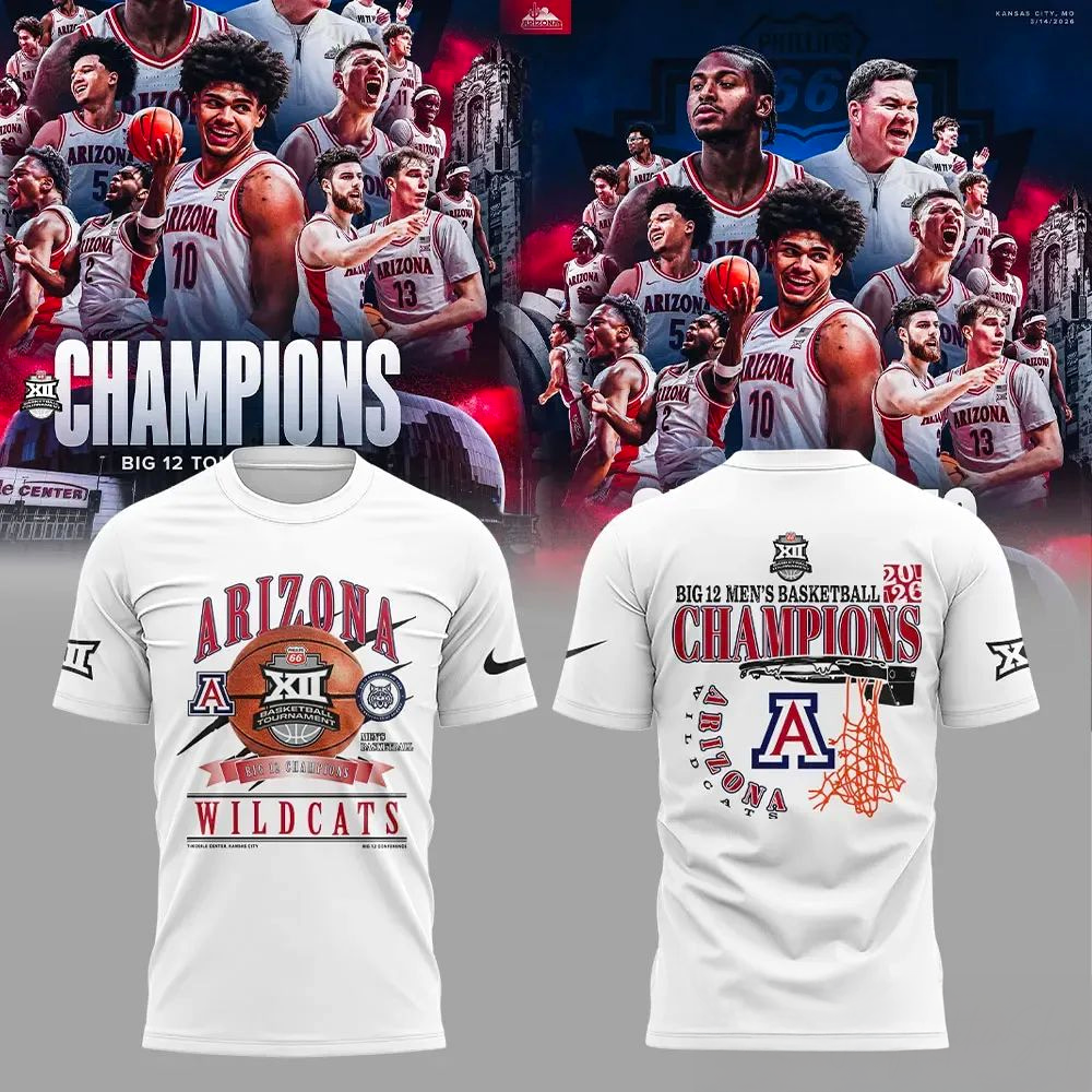 Arizona Wildcats 2026 Big 12 Men Champions TShirt