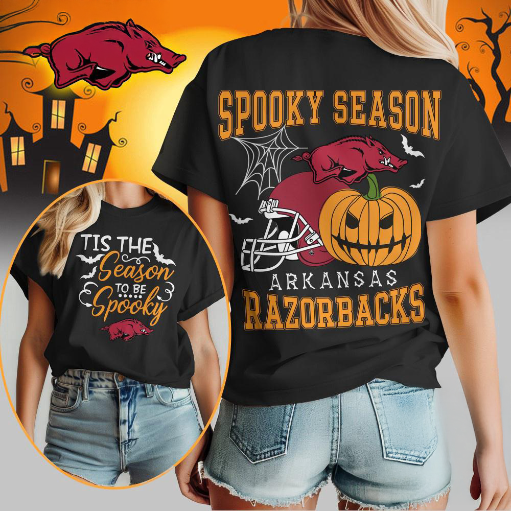 Arkansas Razorbacks 2025 NCAA Halloween Spooky Season Vintage T Shirt