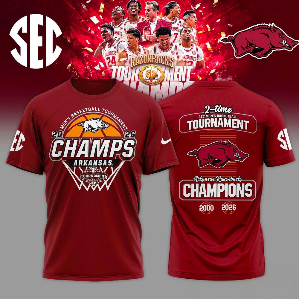 Arkansas Razorbacks 2026 SEC Men Tournament Champions Shirt
