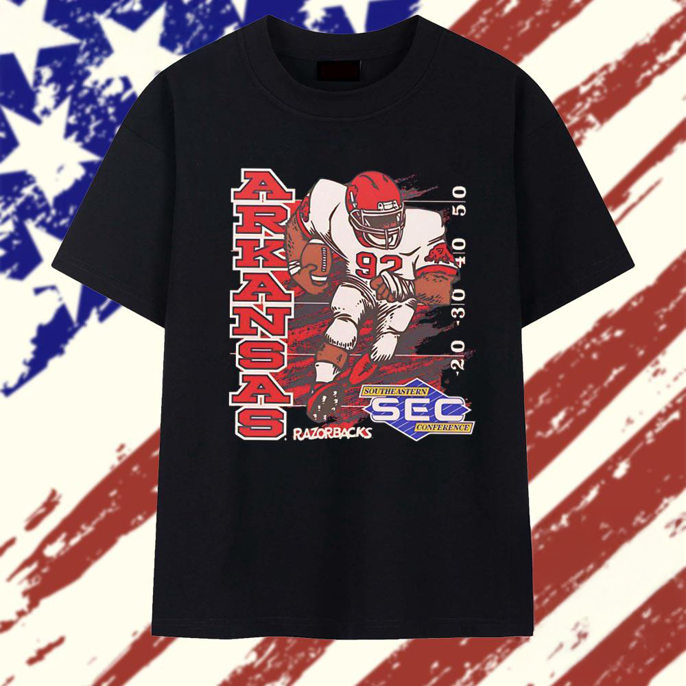 Arkansas Razorbacks Football Number 92 SEC Conference Graphic T Shirt