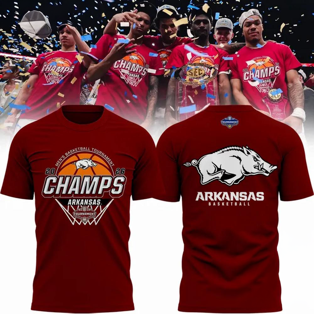 Arkansas Razorbacks MenS Basketball 2026 Sec Tournament Champions Locker Room T Shirt